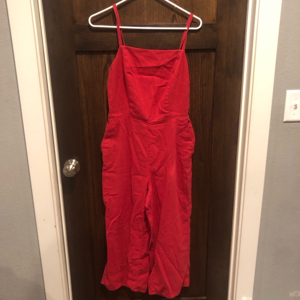 Old navy women’s wide leg jumpsuit size S linen blend